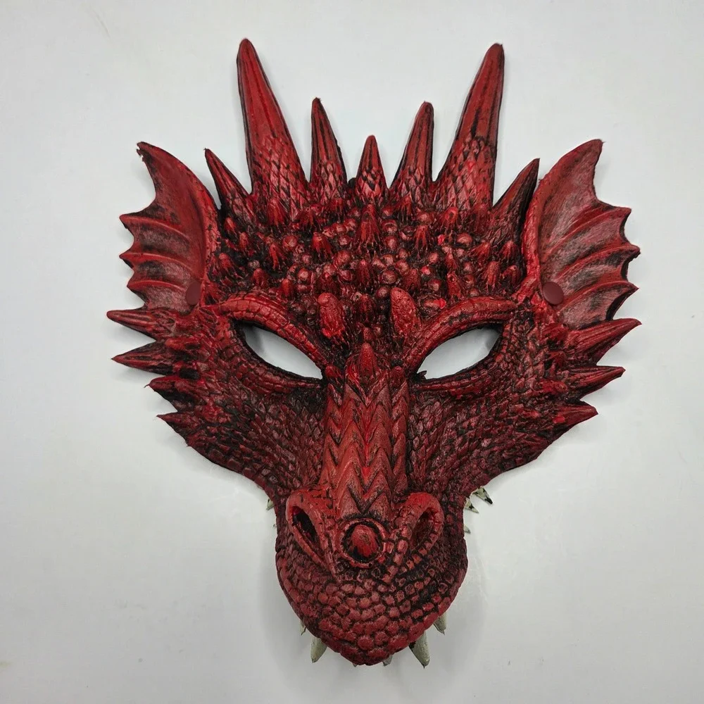 Dragon Mask Red Foam Rubber Cosplay Costume Halloween Adult OSFA Fantasy Monster